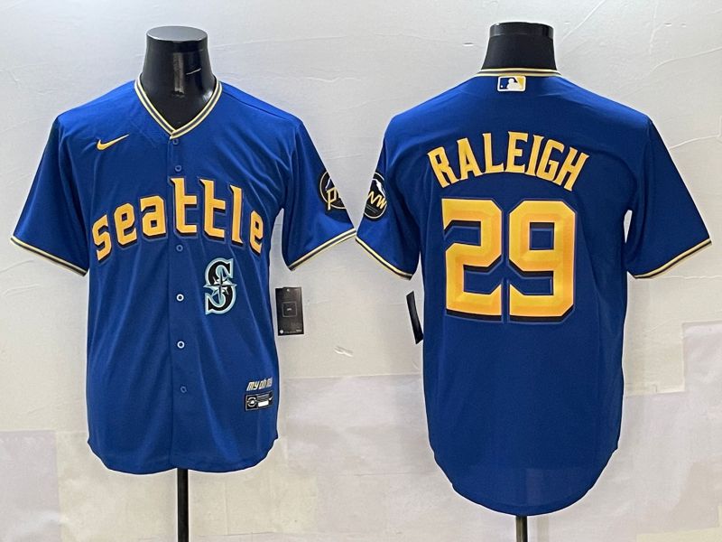 Men Seattle Mariners 29 Raleigh Blue City Edition 2025 Nike MLB Jersey style 8